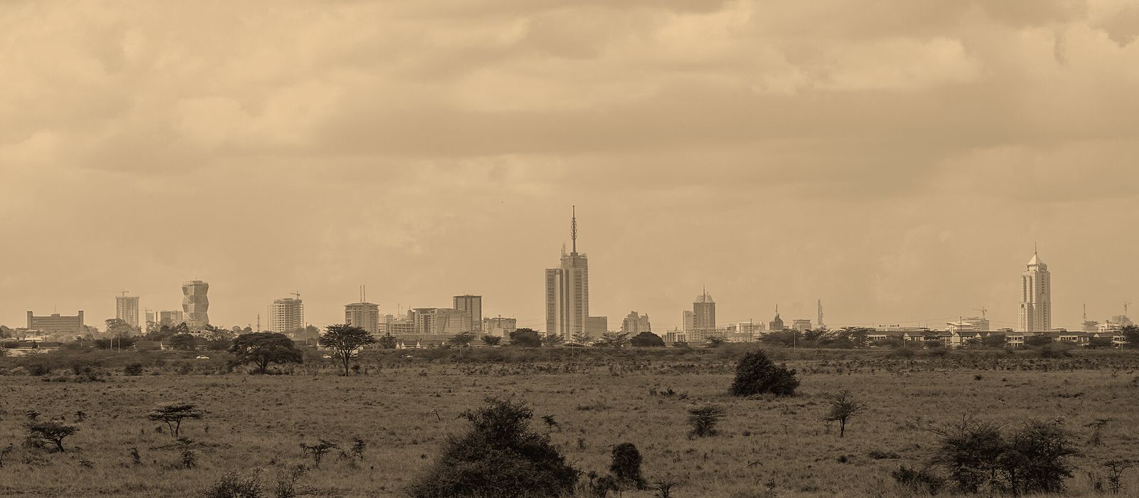 Nairobi city skyline at dusk